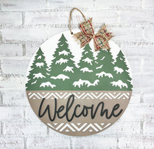 Load image into Gallery viewer, Welcome Snowy Pine Trees Door Hanger