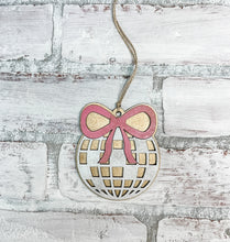 Load image into Gallery viewer, Coquette Bow Disco Ball Ornament