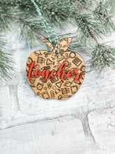 Load image into Gallery viewer, Apple Teacher Christmas Ornament