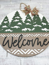 Load image into Gallery viewer, Welcome Snowy Pine Trees Door Hanger