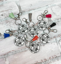 Load image into Gallery viewer, Soccer Mom & Dad Acrylic Tassel Keychain