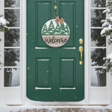 Load image into Gallery viewer, Welcome Snowy Pine Trees Door Hanger