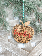Load image into Gallery viewer, Apple Teacher Christmas Ornament