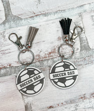 Load image into Gallery viewer, Soccer Mom & Dad Acrylic Tassel Keychain