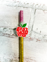 Load image into Gallery viewer, Pencil Straw with Teacher Charm