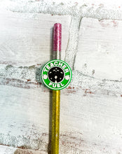 Load image into Gallery viewer, Pencil Straw with Teacher Charm