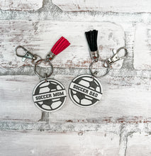 Load image into Gallery viewer, Soccer Mom & Dad Acrylic Tassel Keychain