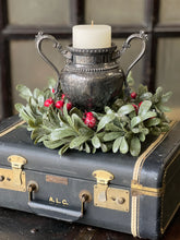 Load image into Gallery viewer, Crystalline Mistleberry Candle Ring - Christmas Greenery - Winter Decor