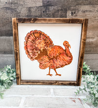 Load image into Gallery viewer, Watercolor Turkey Framed Sign