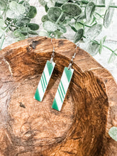 Load image into Gallery viewer, Green and White Striped Bar Acrylic Earrings