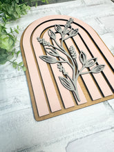 Load image into Gallery viewer, 3D Boho Rainbow Floral Arch Wood Leaner Sign