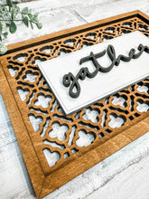 Load image into Gallery viewer, Gather Lattice Wood Leaner Sign