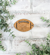 Load image into Gallery viewer, Personalized Football Bag Tag Wood Keychain