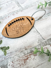 Load image into Gallery viewer, Personalized Football Bag Tag Wood Keychain