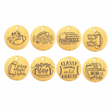 Load image into Gallery viewer, Football Wood Bead Wristlet Keychain With Tassel