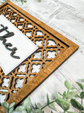 Load image into Gallery viewer, Gather Lattice Wood Leaner Sign