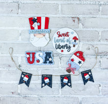 Load image into Gallery viewer, 3D Sweet Land of Liberty Patriotic Tiered Tray Set - Seasonal Decor