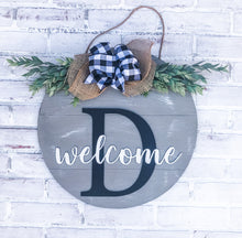 Load image into Gallery viewer, 3D Rustic Farmhouse Personalized Monogram Welcome Door Hanger - Housewarming - Wedding Gift