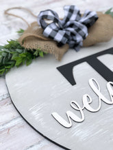Load image into Gallery viewer, 3D Rustic Farmhouse Personalized Monogram Welcome Door Hanger - Housewarming - Wedding Gift