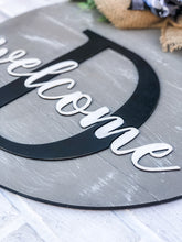 Load image into Gallery viewer, 3D Rustic Farmhouse Personalized Monogram Welcome Door Hanger - Housewarming - Wedding Gift