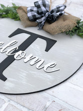 Load image into Gallery viewer, 3D Rustic Farmhouse Personalized Monogram Welcome Door Hanger - Housewarming - Wedding Gift
