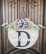 Load image into Gallery viewer, 3D Rustic Farmhouse Personalized Monogram Welcome Door Hanger - Housewarming - Wedding Gift