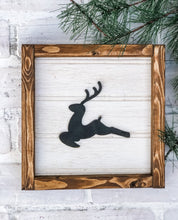 Load image into Gallery viewer, Framed Rustic Reindeer Shelf Sitter Sign - Christmas Decoration - Winter Decor