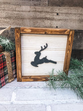Load image into Gallery viewer, Framed Rustic Reindeer Shelf Sitter Sign - Christmas Decoration - Winter Decor