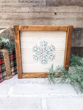 Load image into Gallery viewer, Framed Rustic Snowflake Shelf Sitter - Winter Decor - Christmas Decoration