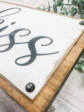 Load image into Gallery viewer, Keys Money Phone Kiss Rustic Wood Plaque Sign - Entryway Sign - Valentine's Day Decor