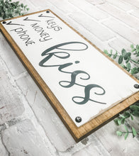 Load image into Gallery viewer, Keys Money Phone Kiss Rustic Wood Plaque Sign - Entryway Sign - Valentine's Day Decor