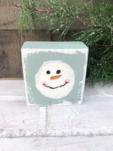 Load image into Gallery viewer, Hand Painted Snowman Mini Block Shelf Sitter - Tiered Tray Decor - Christmas Decoration - Winter Mantle