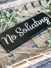 Load image into Gallery viewer, No Soliciting Rustic Front Porch Hanging Sign