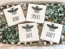 Load image into Gallery viewer, Bee Positive Affirmation Shelf Sitter Blocks - Gift - Rustic Decor