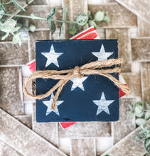 Load image into Gallery viewer, Patriotic Stars & Stripes Mini Block Shelf Sitter Set - Tiered Tray Decor