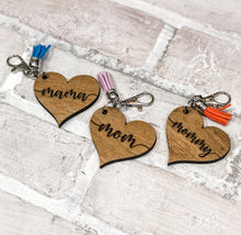 Load image into Gallery viewer, Mom/Grandma Wood/Acrylic Heart Tassel Keychain - Personalized Gift