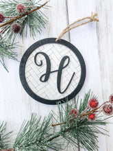 Load image into Gallery viewer, Personalized Monogram Herringbone Christmas Tree Ornament