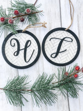 Load image into Gallery viewer, Personalized Monogram Herringbone Christmas Tree Ornament