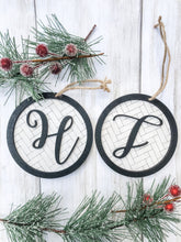 Load image into Gallery viewer, Personalized Monogram Herringbone Christmas Tree Ornament