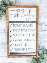 Load image into Gallery viewer, Rustic Framed Farmhouse Fall Bucket List Sign - Fall Decor
