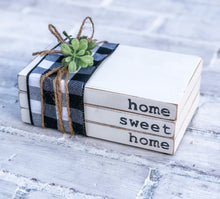 Load image into Gallery viewer, Home Sweet Home Wooden Book Stack - Housewarming Gift