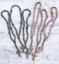 Load image into Gallery viewer, Rosary Bead - Farmhouse Decor - Rustic Tiered Tray Decoration