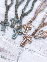 Load image into Gallery viewer, Rosary Bead - Farmhouse Decor - Rustic Tiered Tray Decoration