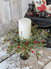 Load image into Gallery viewer, Winter Blaze Berry Candle Ring - Christmas Greenery - Winter Decor