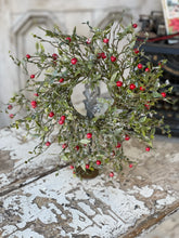 Load image into Gallery viewer, Winter Blaze Berry Candle Ring - Christmas Greenery - Winter Decor