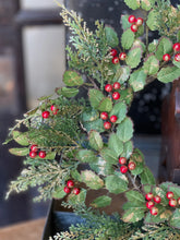 Load image into Gallery viewer, Holly Harmony Candle Ring - Christmas Greenery - Winter Decor