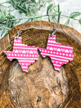 Load image into Gallery viewer, Valentine’s Day Texas Serape Hearts Acrylic Earrings