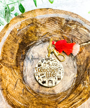 Load image into Gallery viewer, Teacher Life Tassel Wood Keychain - Gift