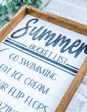 Load image into Gallery viewer, Rustic Framed Farmhouse Summer Bucket List Sign - Wall Decor