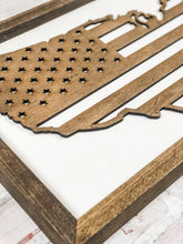 Load image into Gallery viewer, Natural USA Patriotic Framed Sign - Farmhouse Wall Decor
